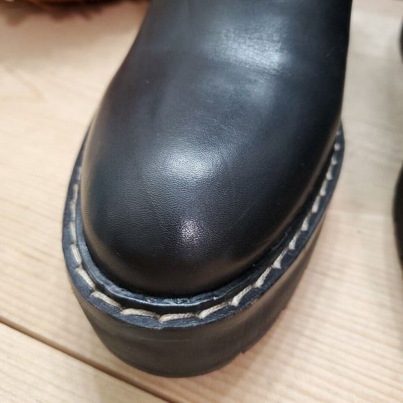 Sam Edelman Anderson Chelsea Calf Boot Chunky Platform Black Leather Womens 11M - Picture 3 of 13